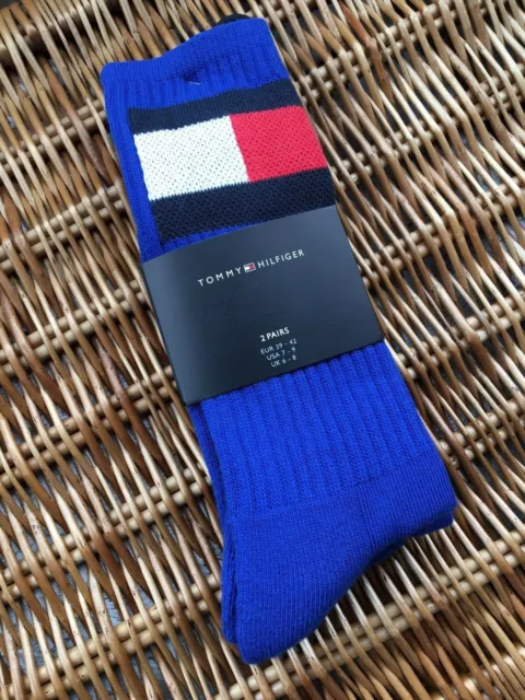 Chaussettes d'équipage drapeau bleu « icône » véritable Tommy Hilfiger - DEUX PAIRES - Taille UK 6-8 - neuves avec étiquettes 3