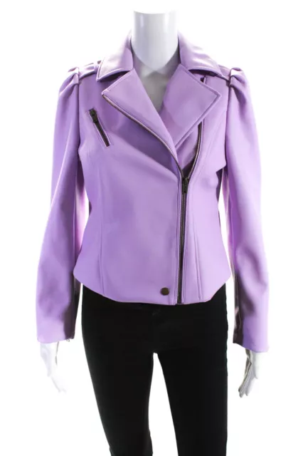 Marie Oliver Women's Faux Leather Maeve Moto Jacket Lilac Size S
