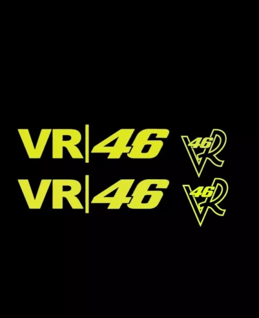 VALENTINO ROSSI VR46 Moto GP Fluorescent/Neon Yellow Vinyl Decal Stickers x4