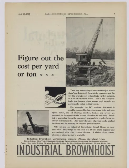 1930 Industrial Brownhoist Ad: DC Machine w/ Two Speed Hoist & Two Speed Travel