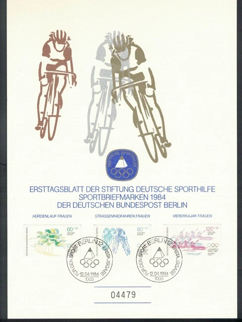 Ersttagsblatt DP Berlin, Deutsche Sporthilfe 1984 für Olympiade LA, Fahrrad