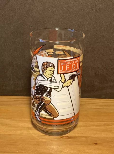 Vtg 1983 HAN SOLO Return of the Jedi Star Wars Burger King Coca-Cola Glass 80s!