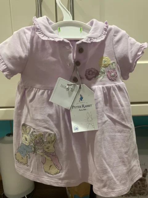 Baby Girls PETER RABBIT Lilac Cotton Dress 0-3 Months Beatrix Potter Dress BNWT