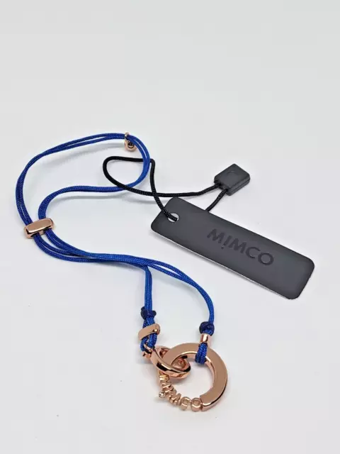 BNWT Mimco Static Cord Bracelet in Electric Blue with Rose Gold Logo Charm