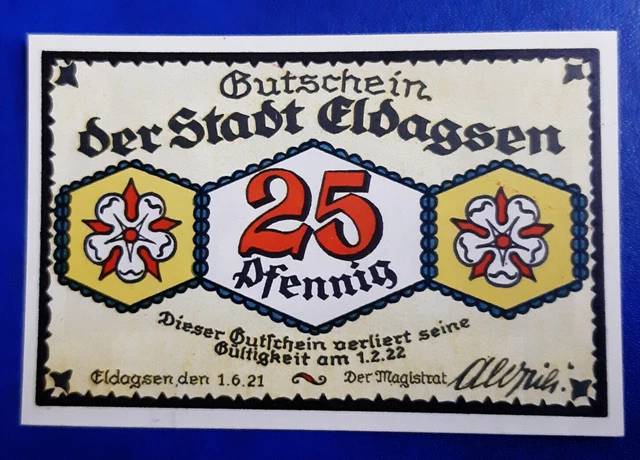Eldagsen Notgeld 25 Pfennig 1921 Emergency Money Germany Banknote (27039)
