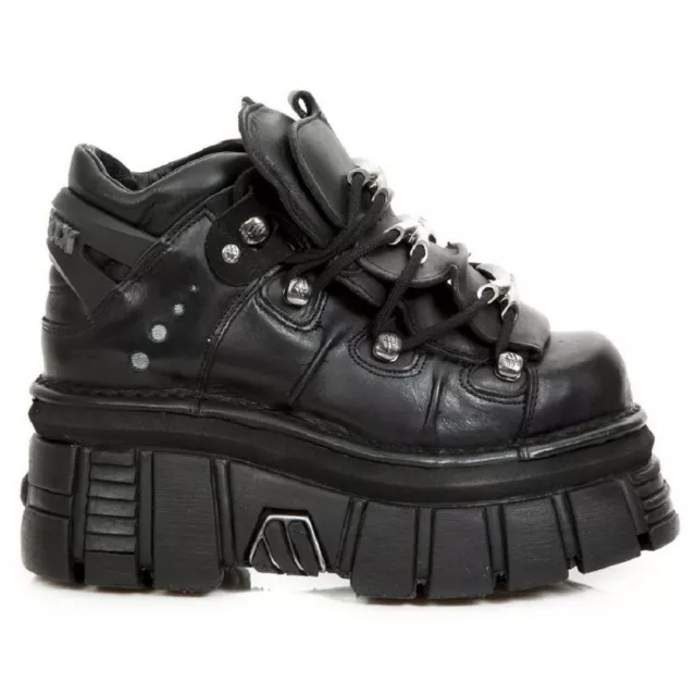 NUOVE SCARPE TORRE ROCK M.106-S29 metallizzate in pelle nera stivali biker gotici