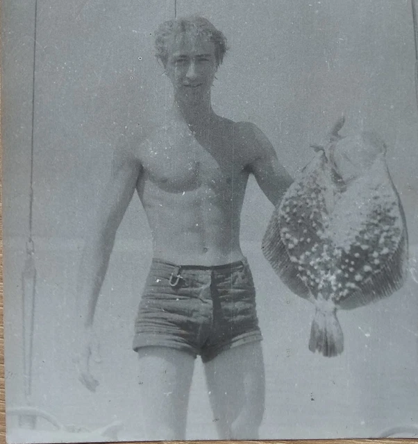 SHIRTLESS MAN TRUNKS Beefcake Affectionate Young Guy Muscle Gay int Vtg