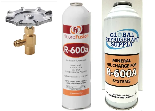 R–600a, 14 oz. Can & Oil, FluoroFusion, Refrigerant Grade Isobutane Recharge Kit