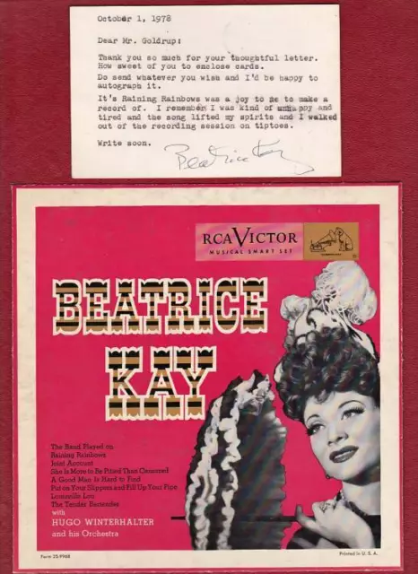 BEATRICE KAY Original Signed Letter Postcard - Vaudeville Singer