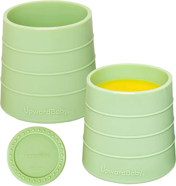 Training Cup 2 Pack Silicone Upward Baby Mini Drinking Toddler Open Cup Green