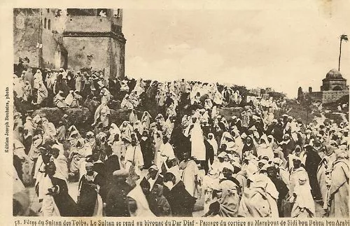 Cpa Maroc Fez Fetes Du Sultan Tolba Bivouac Dar Diaf