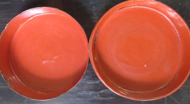 Antique Lacquer Betel Nut Burmese Cinnabar Box Early (Kun-It)- 3.2" x 6.0" dia. 4