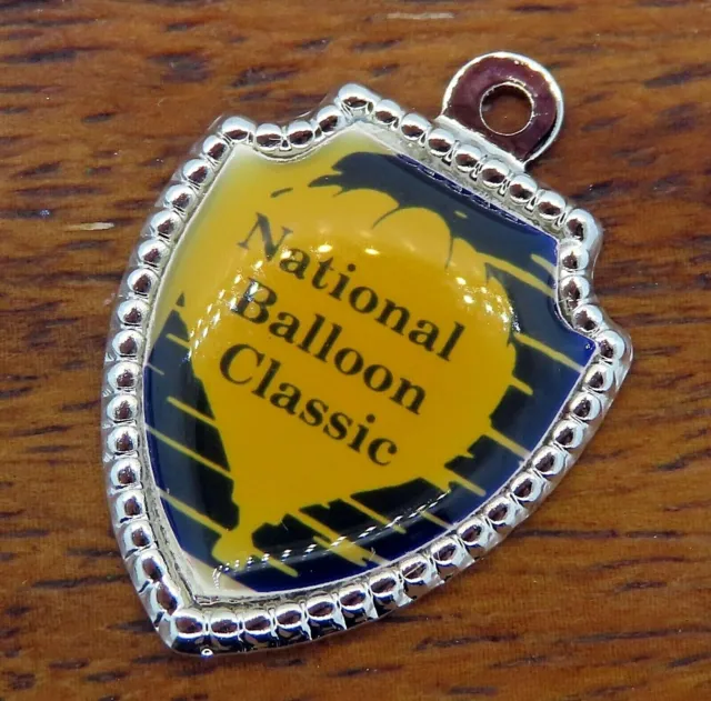 Vintage silver NATIONAL BALLOON CLASSIC IOWA STATE TRAVEL SHIELD charm 53-27