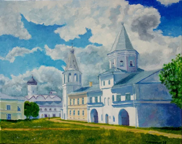 Novgorod The Great, Gate, Original Oil Painting canvas 16x20 Hand Painted JSArt
