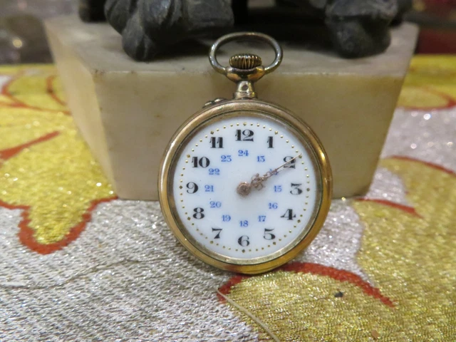 Montre à Gousset Ancienne - Cadran Émaillé - Plaque Or - Vintage Et Décorative