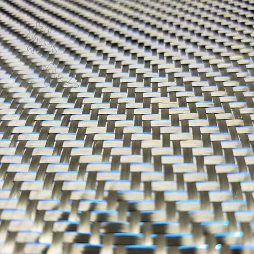 250gsm Carbon fiber Blue Metallic reflection mixed Twill fabric cloth 100*50cm