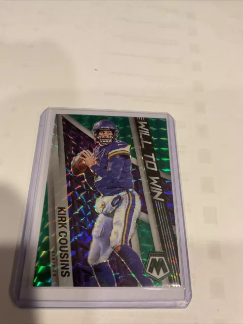 2022 Panini Mosaic Football Green Prizm Will To Win Kirk Cousins WW-8