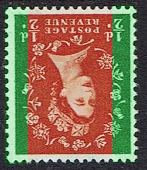 1960 QE2  Multi Crown INVERTED Wmk, 1/2d - Green PHOSPHOR , superb U/M (sg610Wi)