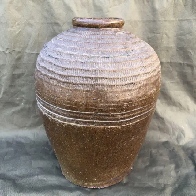 SHIGARAKI Ware Large Pottery Vase 19.5 inch 19TH C Edo Period Old Japan Antique