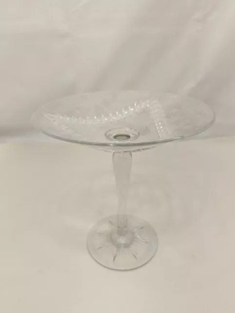 Signed HAWKES American Brilliant Cut Glass Pedestal Candy Compote Dish