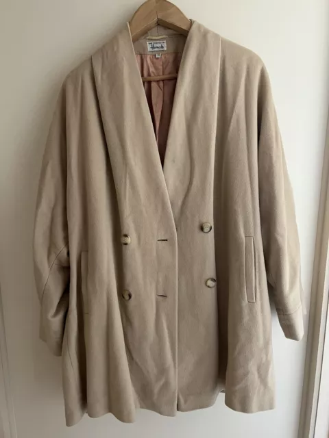 Vintage Harrods virgin wool cashmere blend Biege Coat size S fits 12-14 best 2