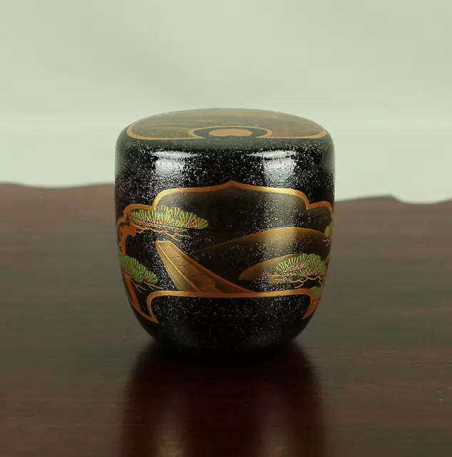 藤原昭二 Fujiwara Shoji (b1964) Gold Makie lacquered Natsume Tea Caddy with Box