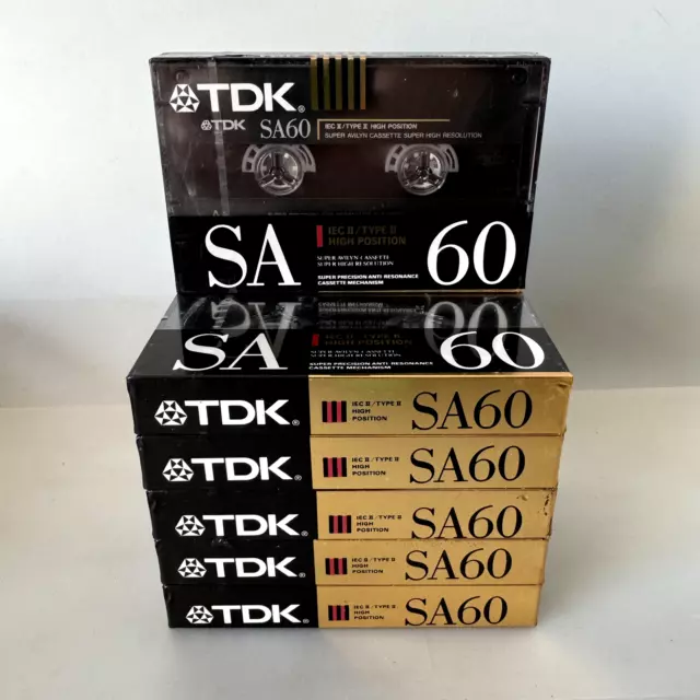 6x TDK SA 60 Tipo 2 Cromo 60 Min En Blanco Medios de Grabación de Audio NUEVO