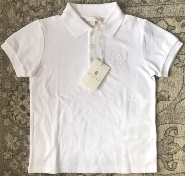 Bnwt Boys Gucci White Short Sleeve Collared Polo Shirt - Age 5