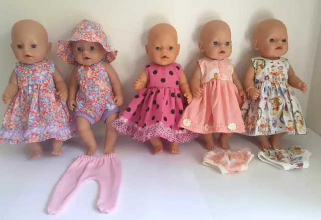 Dolls Clothes made to fit 43cm Baby Born Doll 4x Dresses Inc Winnie the Pooh