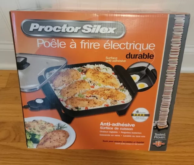 Proctor Silex Durable Electric Skillet nonstick adjustable heat glass lid