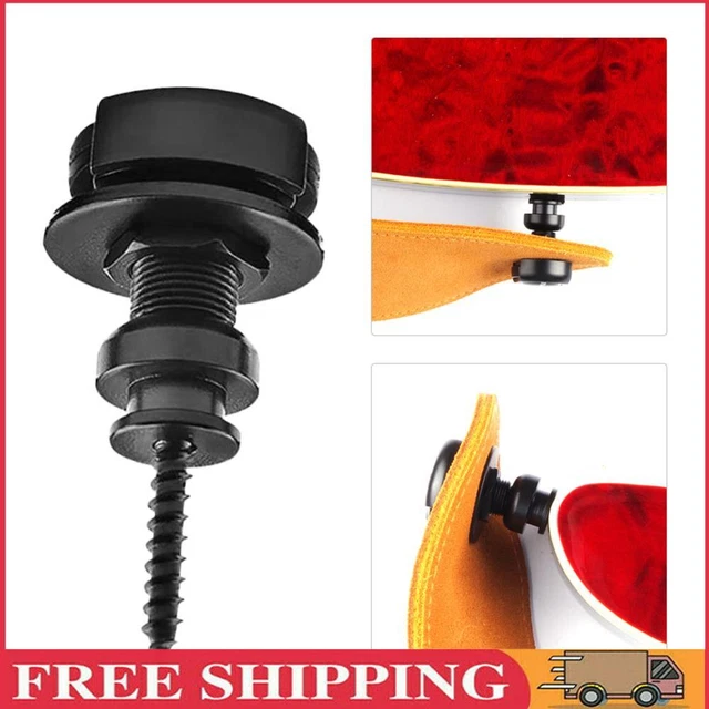 2 Pcs Guitar Strap Locks with Mounting Screws Security Strap Lock (Black)