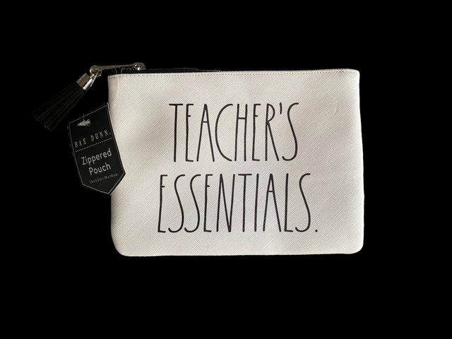 Nuevo bolso con cremallera Rae Dunn Teacher's Essentials negro borla.