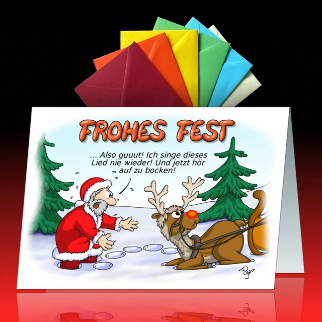  Foto zu 10 50 100 lustige Weihnachtskarten + Umschlag Set,witziger Cartoon,plan 