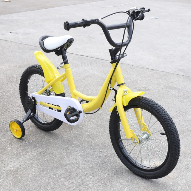 16 inch Universal Kid's Bicycle Height Adjustable Yellow Bike w/ Training Wheels