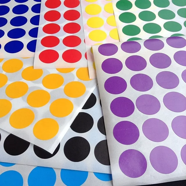 19mm Colour Sticker Dots Self Adhesive Round Labels Circular Spot Scrapbook