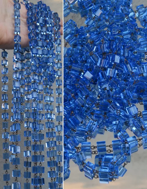 1 pi perles de verre prisme chaîne brin pièce laiton lampe macaroni bleu saphir foncé 2