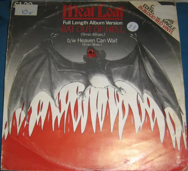 Meatloaf Bat out of Hell/Heaven Can Wait  12" Red vinyl Epic  EPC12-7018  F/VG+