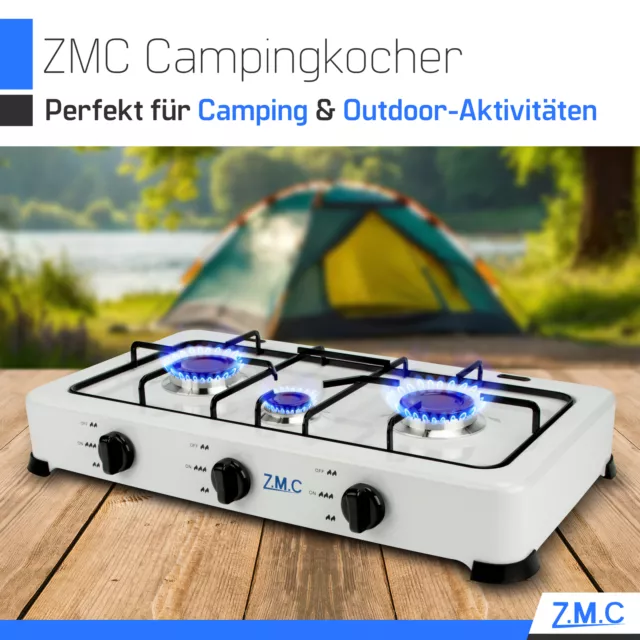 ZMC Cuisinière à Gaz 3-flammig Incl. Tuyau Et Régulateur 5,4 Kw 50 Mbar 3