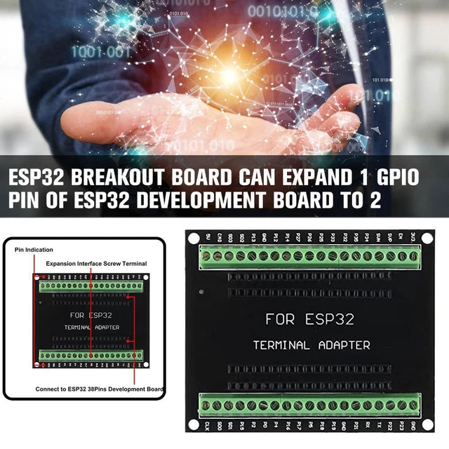 SCHEDA BREAKOUT 38 pin ESP32 per scheda di sviluppo ESP32 2.4 GHz Wifi Dual EUR 6,09 - PicClick IT