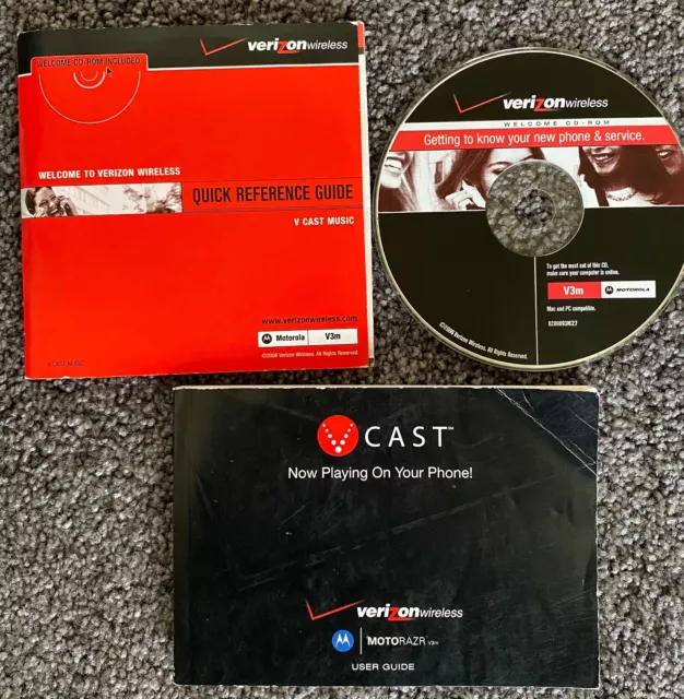 Verizon Motorola MotoRazr V3m V Cast User Reference Guide Booklet with CD