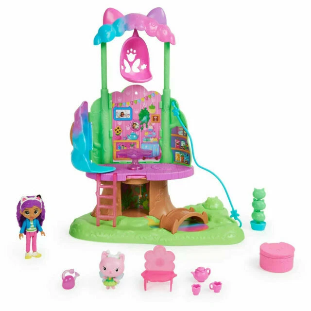 GABBY'S DOLLHOUSE, TRANSFORMING Garden Treehouse Playset with Lights, 2