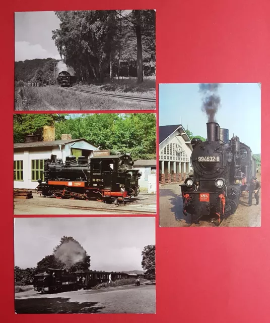 4 x Eisenbahn AK 1983 Dampflok 99 4632-8 Kleinbahn auf der Insel Rügen   ( 23223