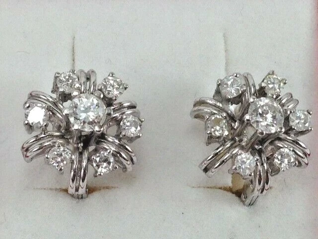 Pendientes antiguos de ORO blanco DE 18 Kt.(750 MM) con DIAMANTES