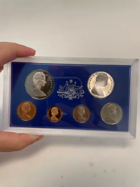 1975 Australian Proof Set 6 Coin Set 50C 20C 10C 5C 2C 1C In Original Box W/ COA