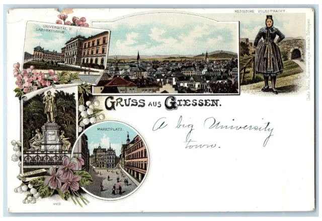 c1905 Greetings from Giessen Central Germany Multiview Unposted Postcard