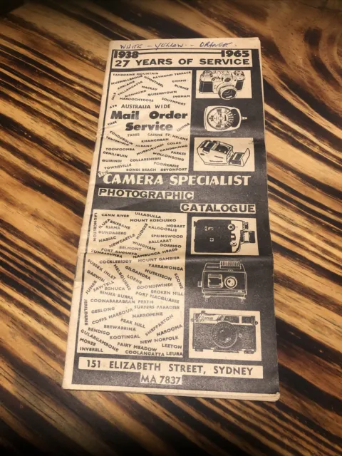 Vintage Camera Specialist Photographic Catalogue