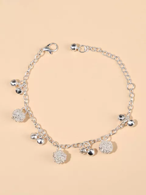 Bracciale Charm Catena con Ciondolo a Campanella Charm Argento Bigiotteria Donna