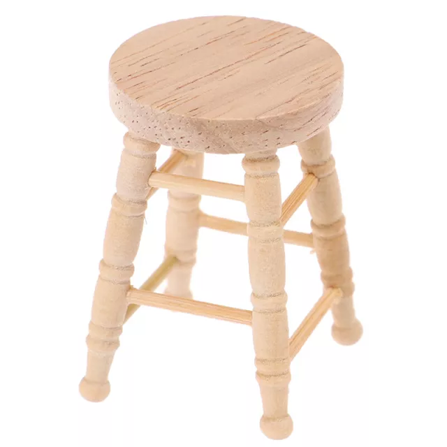 1/12 Dollhouse Miniature Wooden Stool Simulation Chair Furniture Toy DecoraY~EW