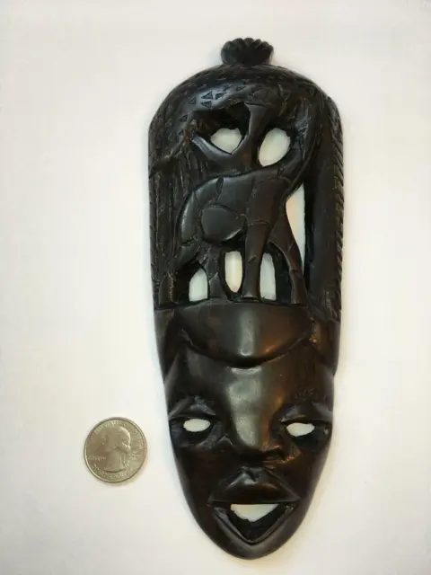 Vintage African Mask Hand Carved Ethnic Ebony Tribal Art From Malawi Africa