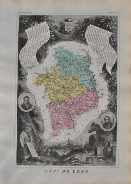 Carte Géographique Ancienne – Département De La Vienne – Gravure Levasseur – 1869 – Authentique